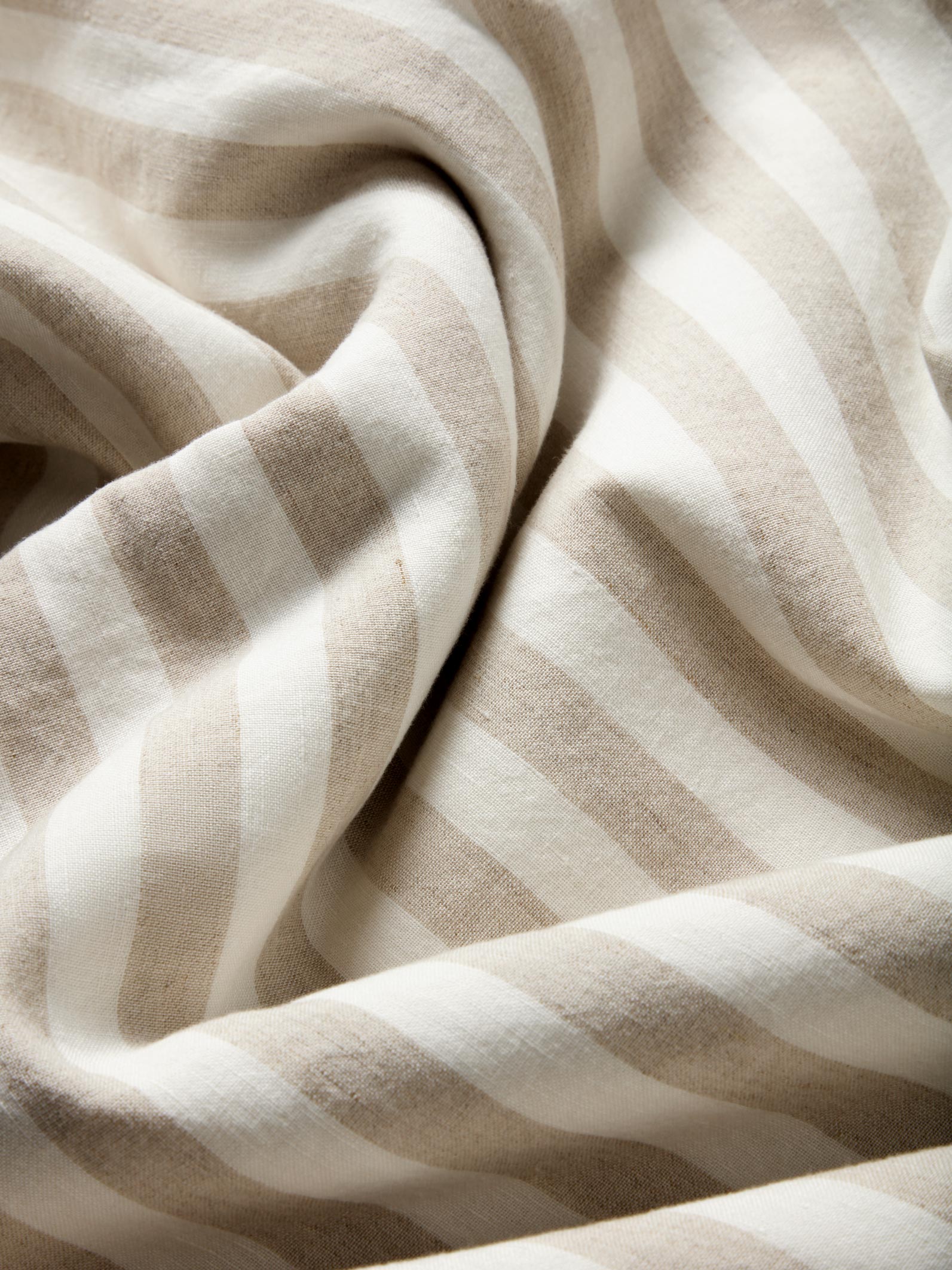 Oatmeal Striped Linen Blend Fitted Sheet Style 2 - Image 3