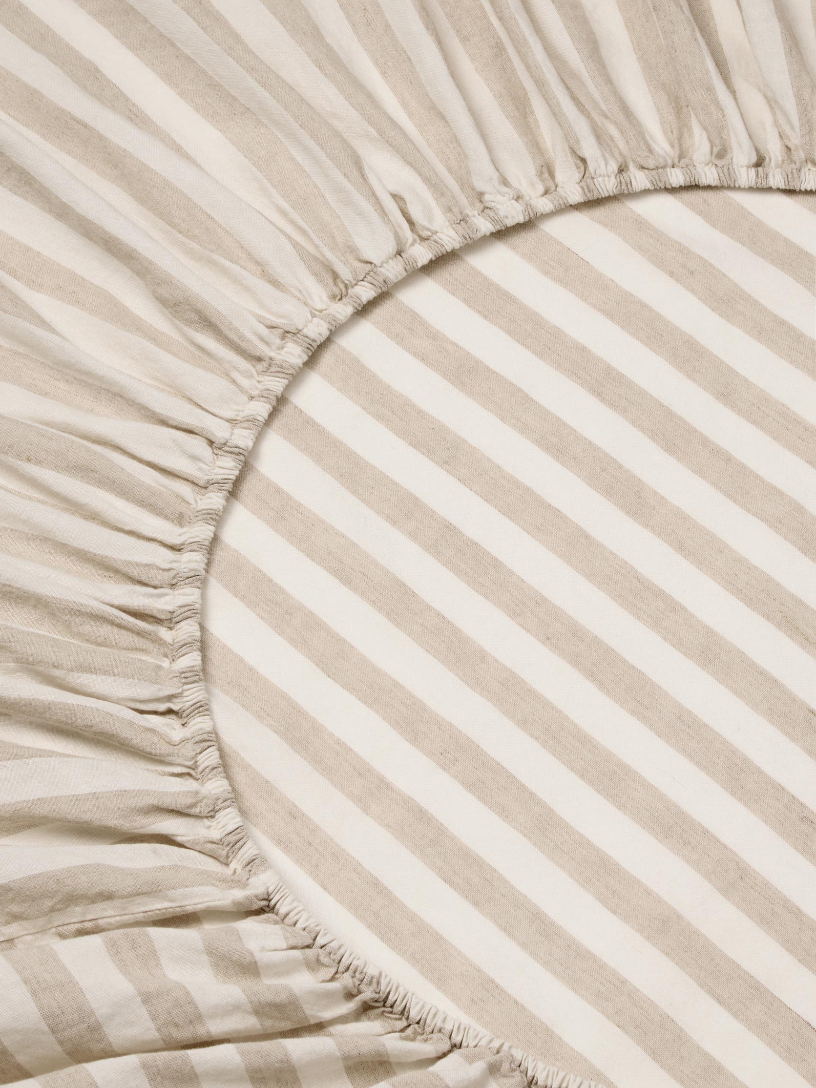 Oatmeal Striped Linen Blend Fitted Sheet Style 2 - Image 2