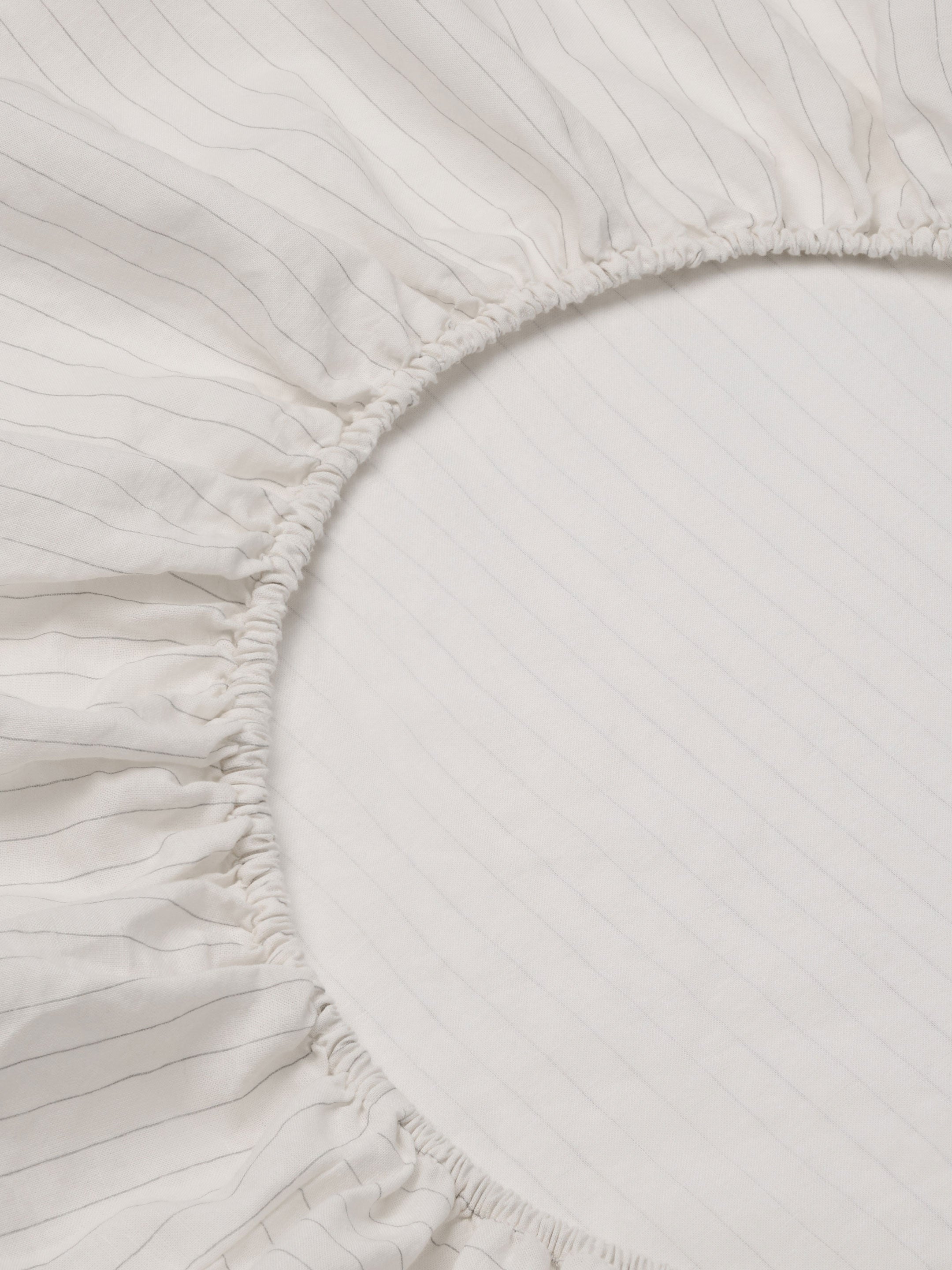 Dusk Blue Striped Linen Blend Fitted Sheet - Image 2