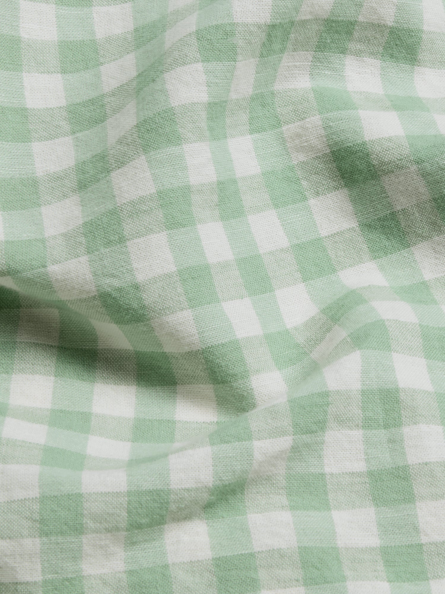 Sage Green Gingham Linen Blend Fitted Sheet - Image 3