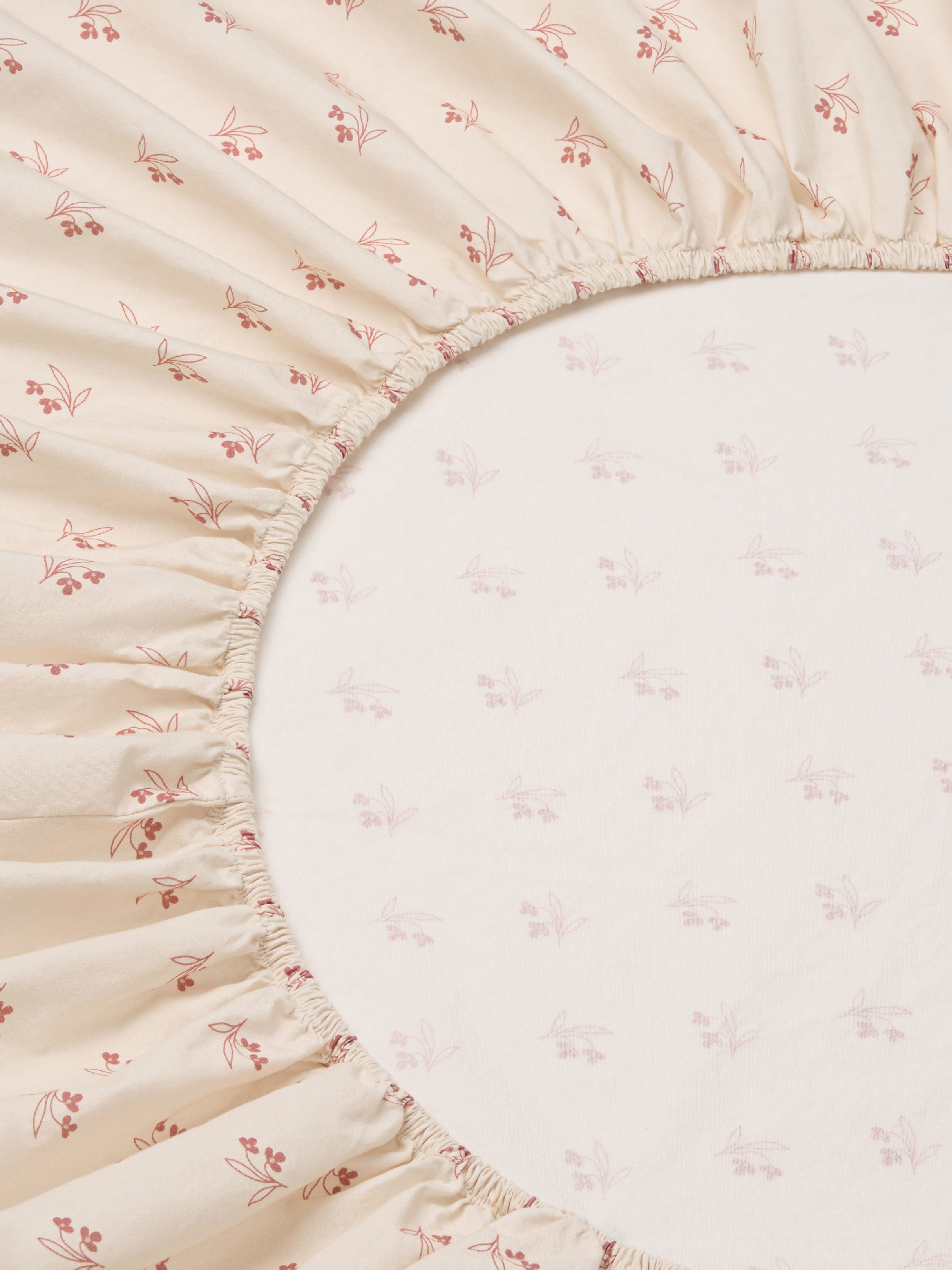 Dusty Pink Floral Cotton Fitted Sheet - Image 2