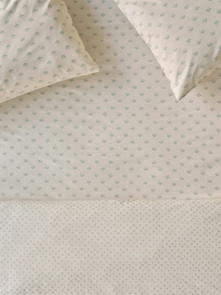 Mellow Green Floral Cotton Fitted Sheet