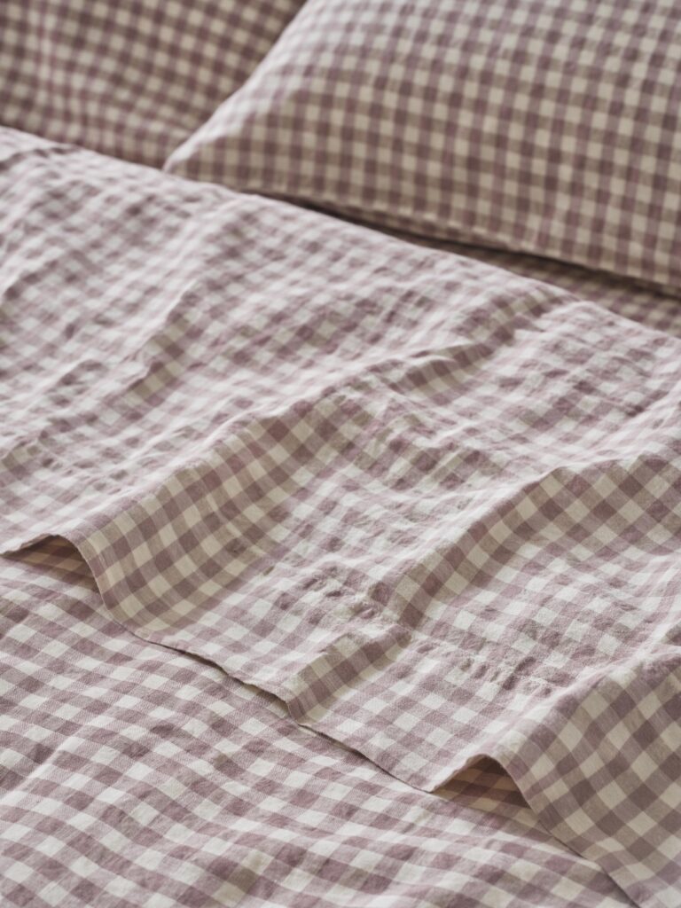 Gingham Linen Blend Flat Sheet