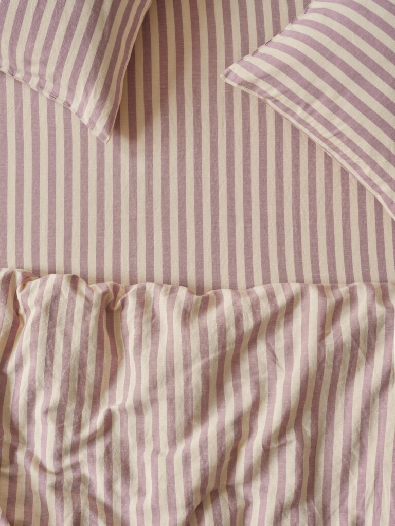 Striped Linen Blend Fitted Sheet Style 2