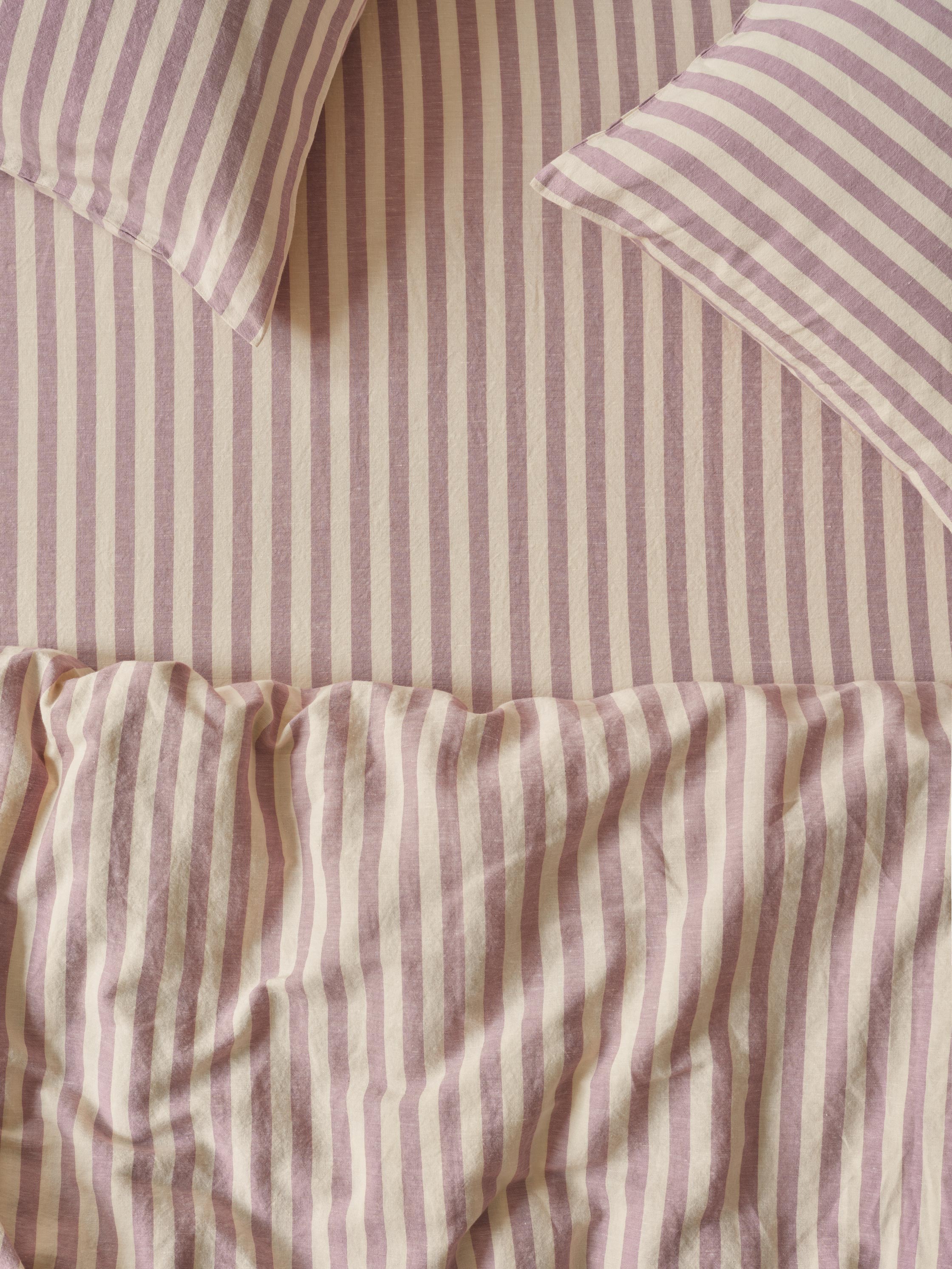 Striped Linen Blend Fitted Sheet Style 2