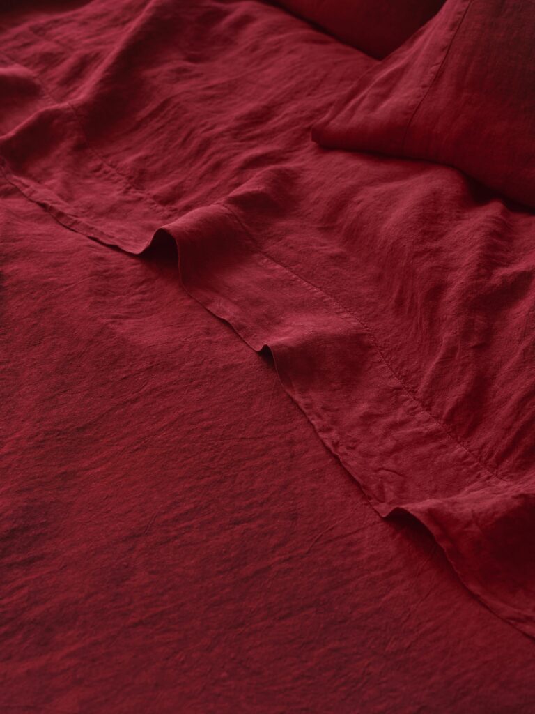 Rhubarb Linen Flat Sheet Collection