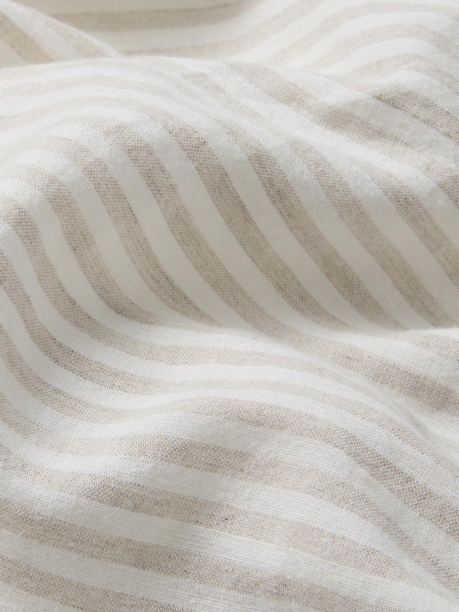 Oatmeal Striped Linen Blend Fitted Sheet - Image 2
