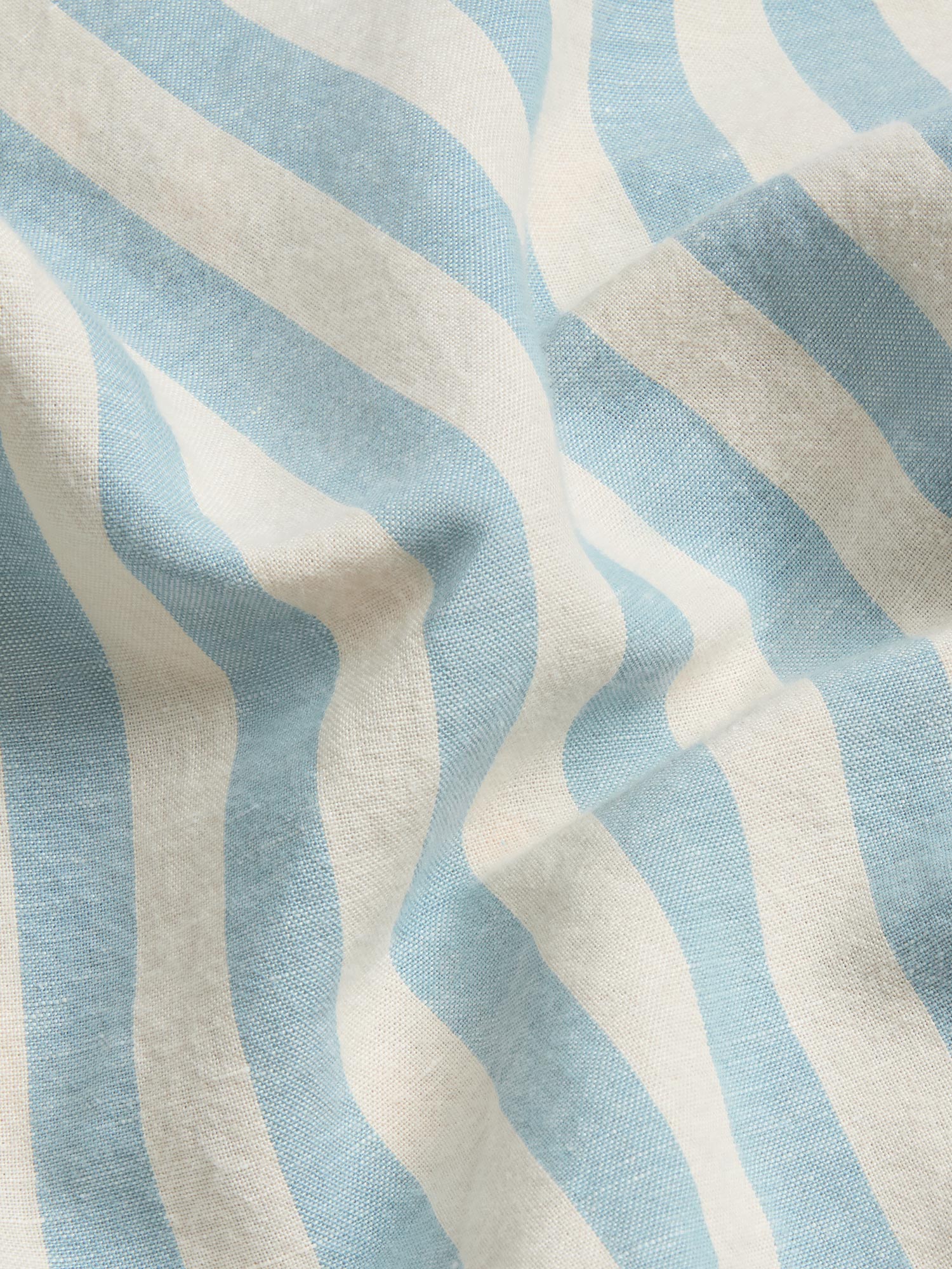 Blue Striped Linen Flat Sheet - Image 2