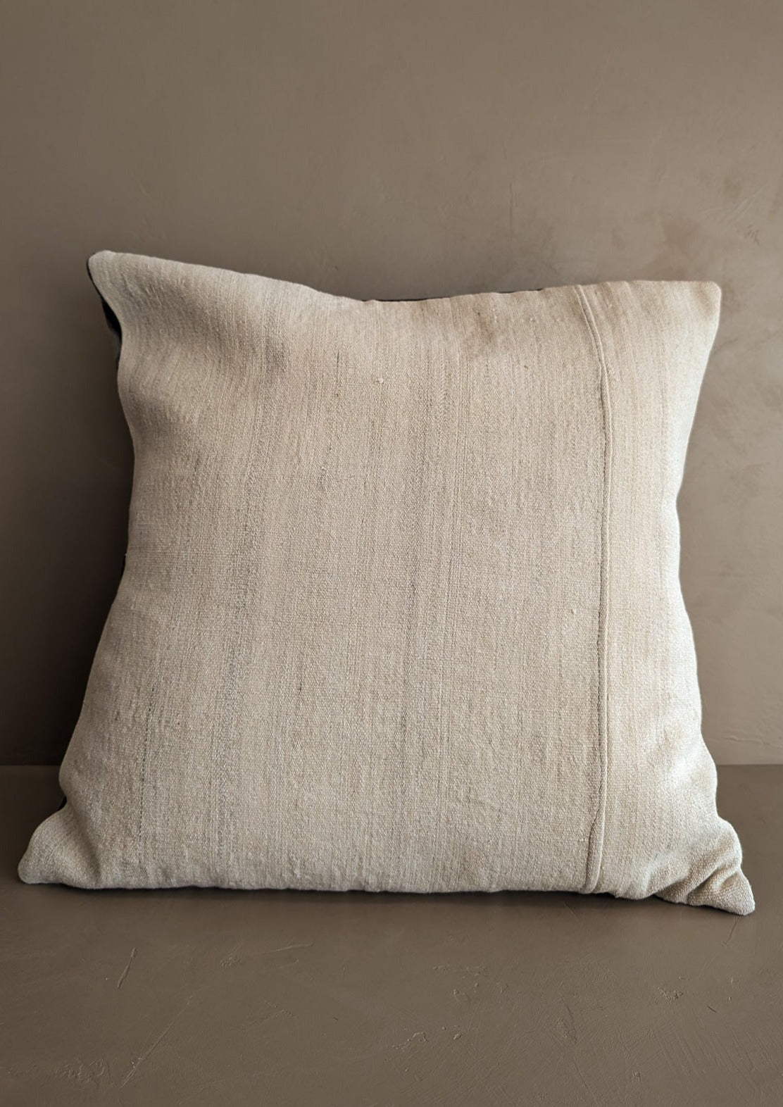 Cream Gray Square Batik Backed Pillow Cover