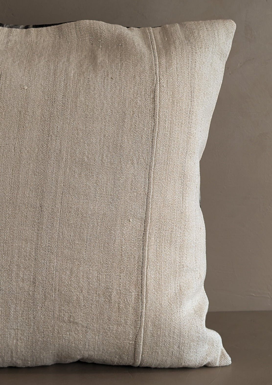 Cream Gray Square Batik Backed Pillow Cover