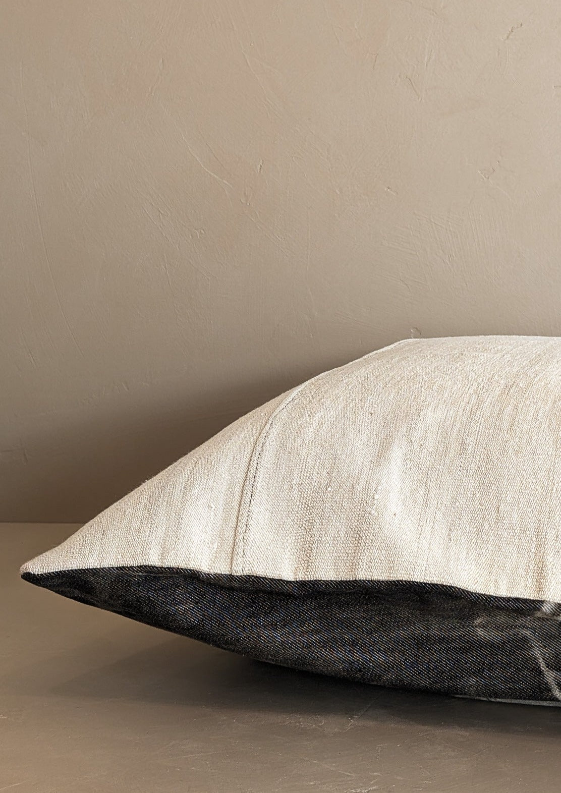 Cream Gray Square Batik Backed Pillow Cover