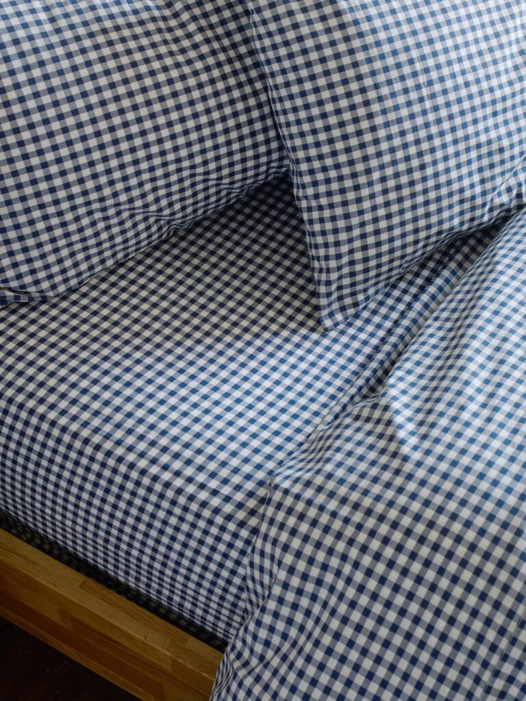 Gingham Cotton Fitted Sheet Collection Style 2