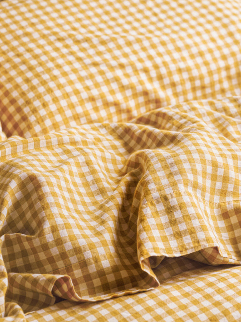Gingham Linen Blend Flat Sheet Style 3