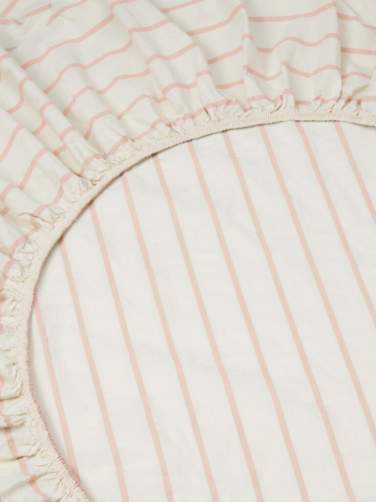 Pink Striped Cotton Fitted Sheet