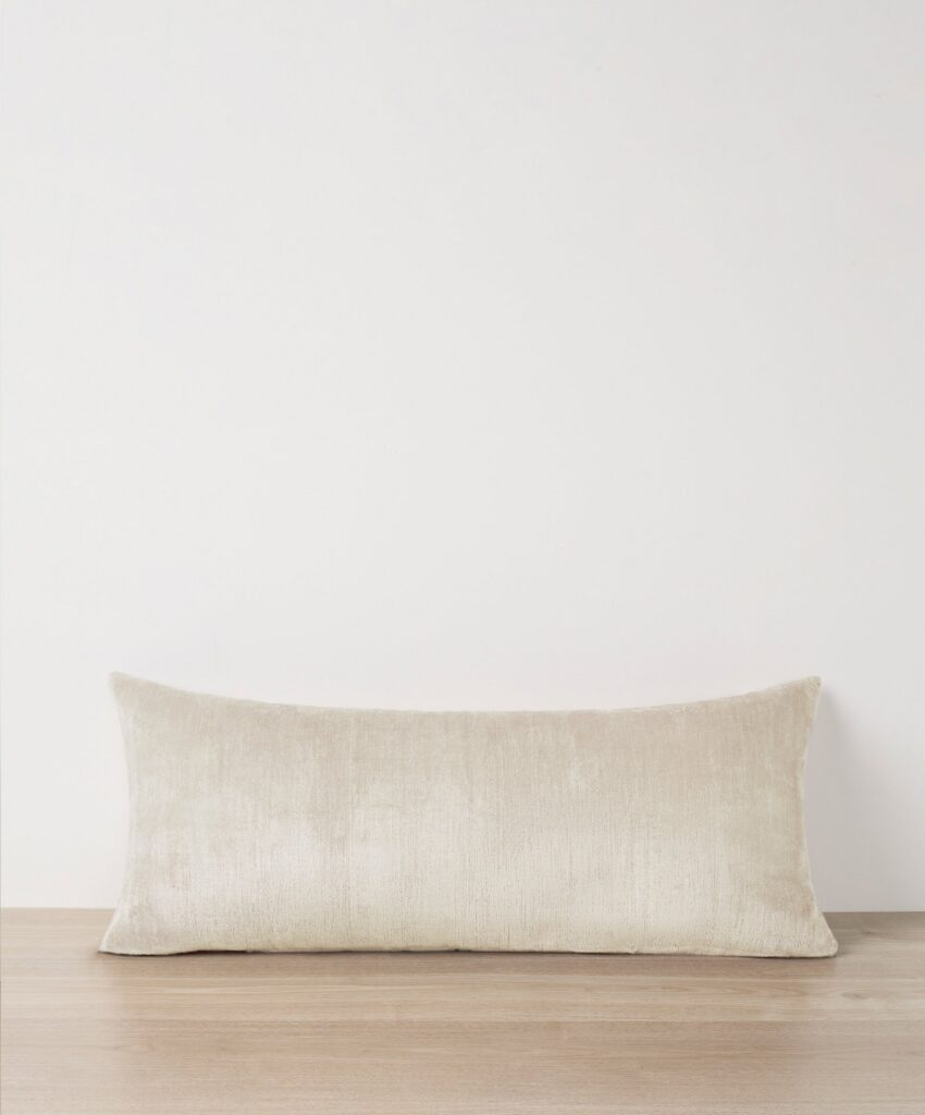 Cream Velvet Lumbar Decorative Cushion Cover