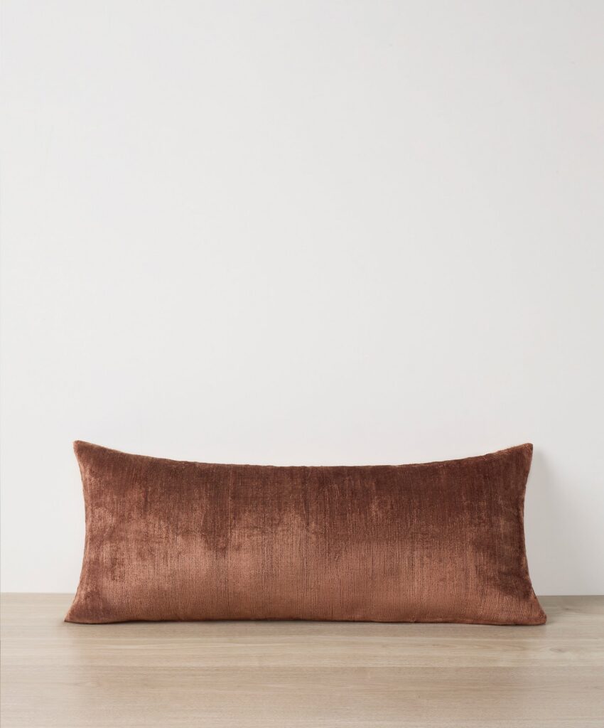 Chestnut Velvet Lumbar Decorative Cushion Cover