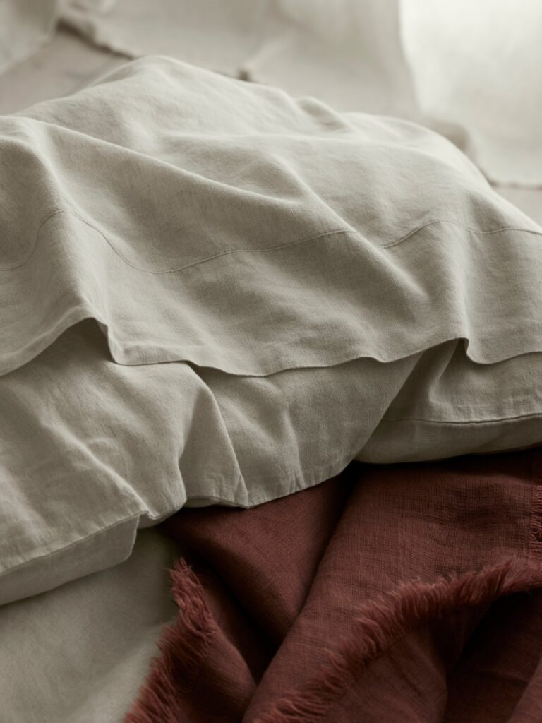 Oatmeal Linen Flat Sheet Collection