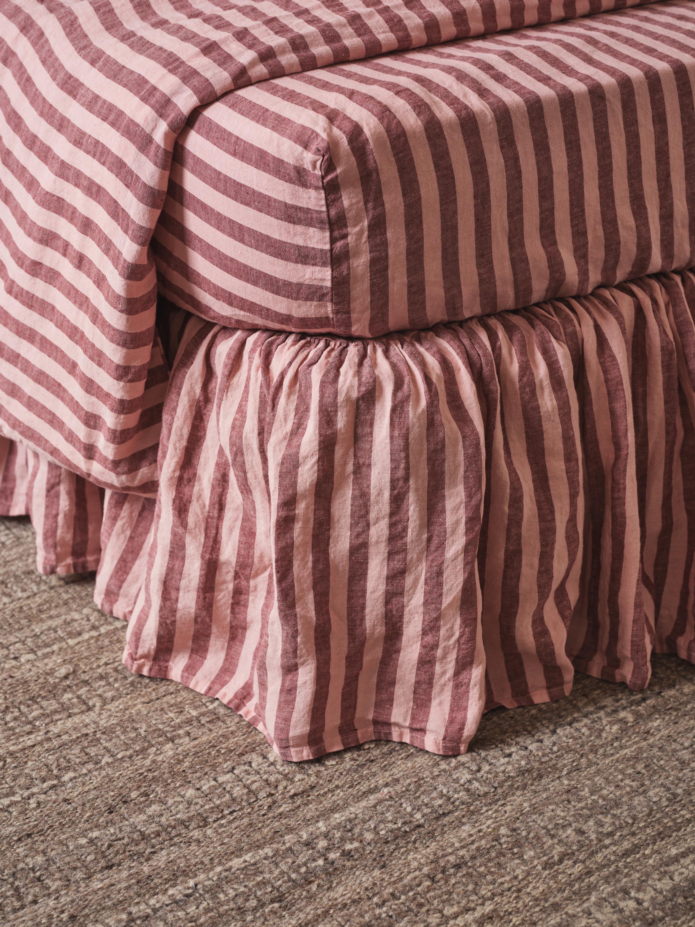 Rhubarb Striped Linen Blend Bed Valance - Image 3