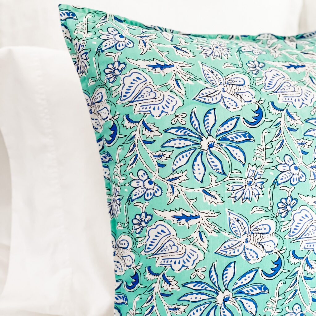 Aqua Blue Textured Cotton Home Cushion Cover