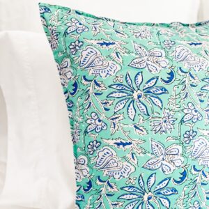 Aqua Blue Textured Cotton Home Cushion Cover